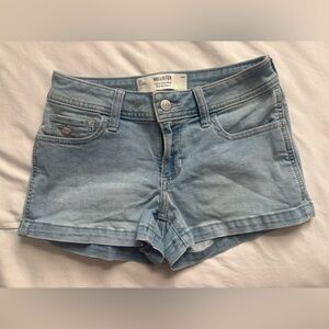 Hollister Sky Blue Low-Rise Flower Denim Shorts